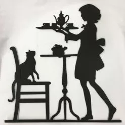 Musta Seinäkoriste Tyttö Ja Kissa RZ-114